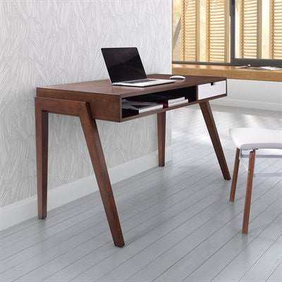 46 Modern Office Desk in Walnut & White Finish